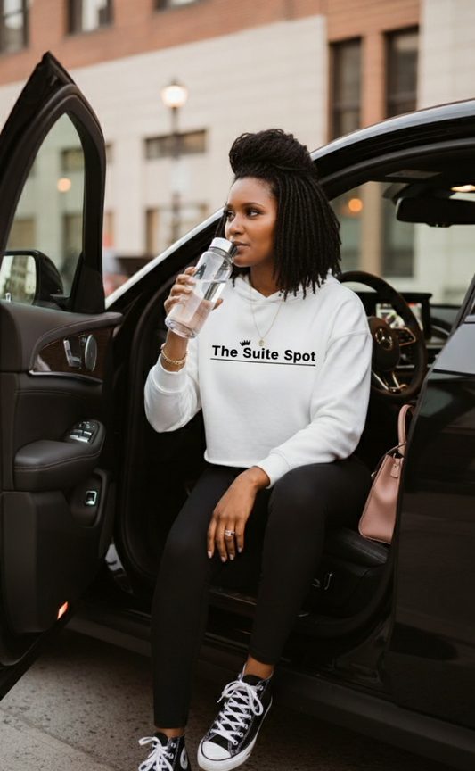 The Signature Suite Spot Cropped Hoodie (Black Logo)