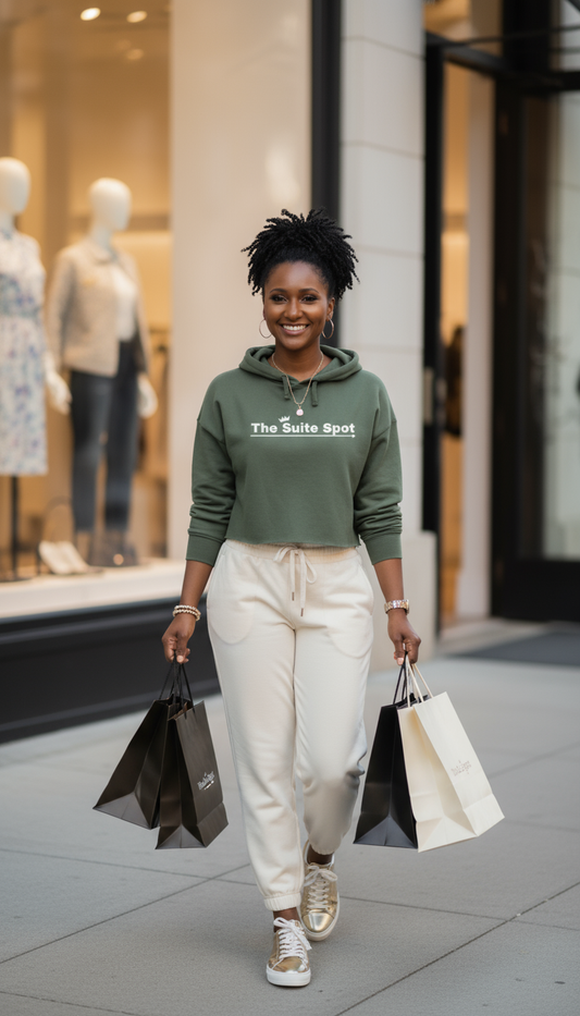 The Signature Suite Spot Cropped Hoodie (White Logo)