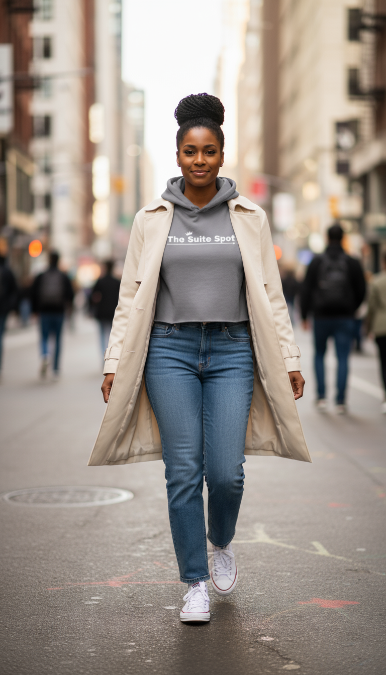 The Signature Suite Spot Cropped Hoodie (White Logo)
